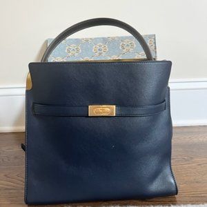 GUC Tory Burch Lee Radziwill Double Bag in Tory Navy